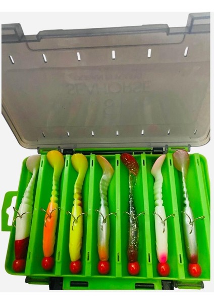 Style Soft 10CM 22GR Turna Mix Set Çift Traflı 14 Gözlü Kutu 7AD Silikon Yapay Yem fiyatları