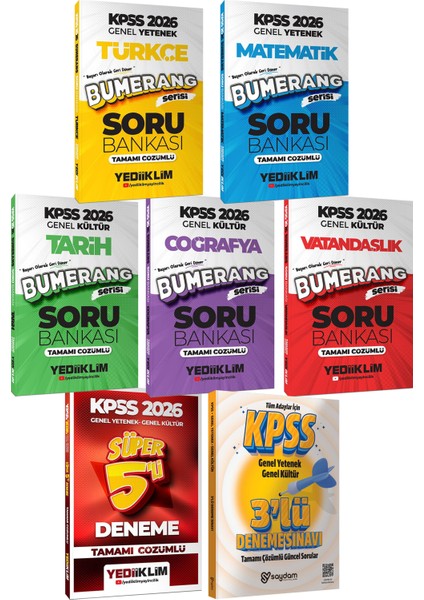 2026 Kpss Gygk Bumerang Serisi Tüm Dersler Tamamı Çözümlü Soru Bankası Seti- Çözümlü Süper 5 Deneme