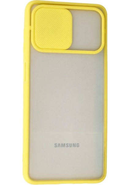 Samsung Galaxy A12 Kılıf Palm Buzlu Kamera Sürgülü Silikon - Sarı - YKD6198-6966 modelleri