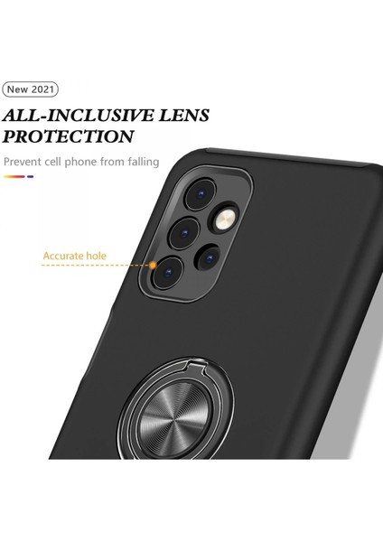 Samsung Galaxy A72 Kılıf Elit Yüzüklü Kapak - Siyah - YKD6837-1801