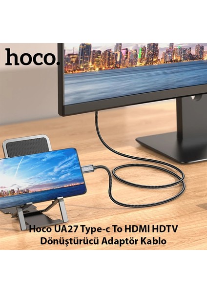 Hoco UA27 Type-C To HDMI Hdtv Dönüştürücü Adaptör (4k 30Hz) KABLO-(1903) - YKD5443-3852