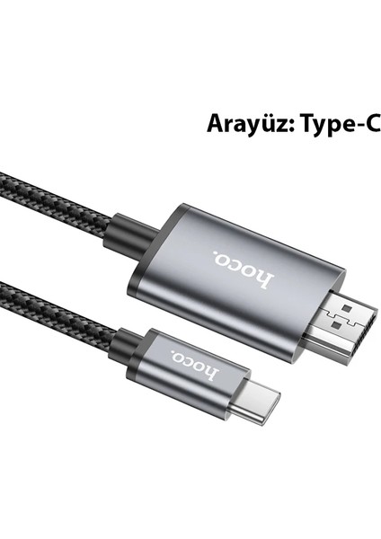 Hoco UA27 Type-C To HDMI Hdtv Dönüştürücü Adaptör (4k 30Hz) KABLO-(1903) - YKD5443-3852