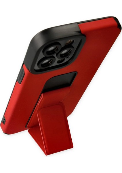 iPhone 12 Pro Max Kılıf Mega Standlı Silikon - Kırmızı - YKD9211-2476