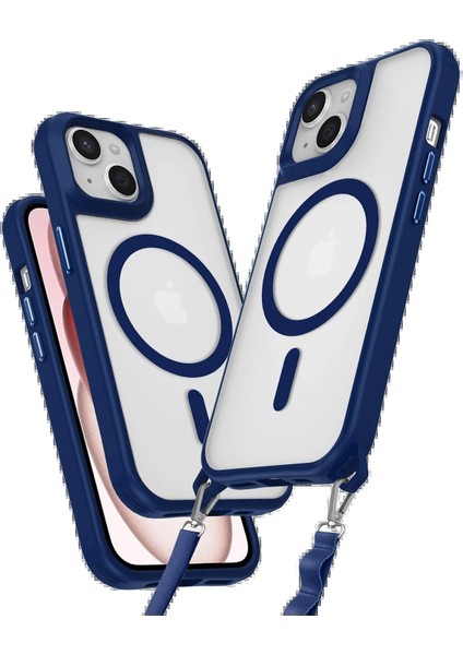 iPhone 15 Plus Kılıf Enka Magsafe Silikon Kılıf - Lacivert - YKD8178-6135