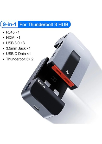 Baseus Armor Age 9in1 Type-C Çok Fonksiyonlu Hub HDMI RJ45 USB 3.0-(1903) - YKD7544-7259