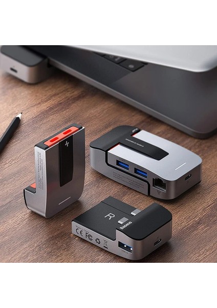 Baseus Armor Age 9in1 Type-C Çok Fonksiyonlu Hub HDMI RJ45 USB 3.0-(1903) - YKD7544-7259