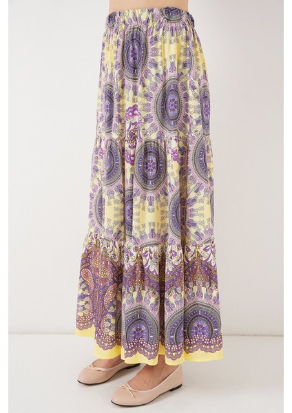 1898 Desenli Uzun Etek - Sarı fiyatları
