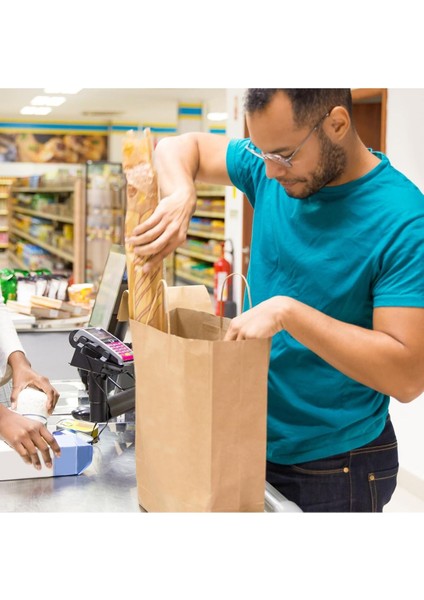 Burgu Saplı Kraft Kağıt Hediye Çantası 10 Adet 25X12X31