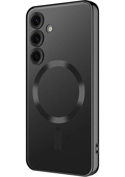Samsung Galaxy S25 Ultra Kılıf Kamera Lens Korumalı Renkli Magsafe Şeffaf Silikon Rose Gold