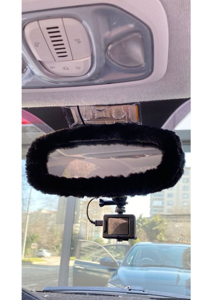Peluş Dikiz Aynası Kılıfı Süs Siyah, Şık ve Sevimli Araç Için Aksesuar modelleri
