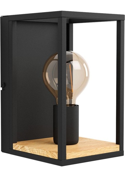 Siyah ve Kahverengi Ahşap Çelik Iç Mekan Duvar Aydınlatması