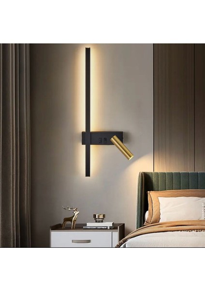 Modern Siyah 70 cm Duvar Aydınlatma, Spotlu Dekoratif Avize