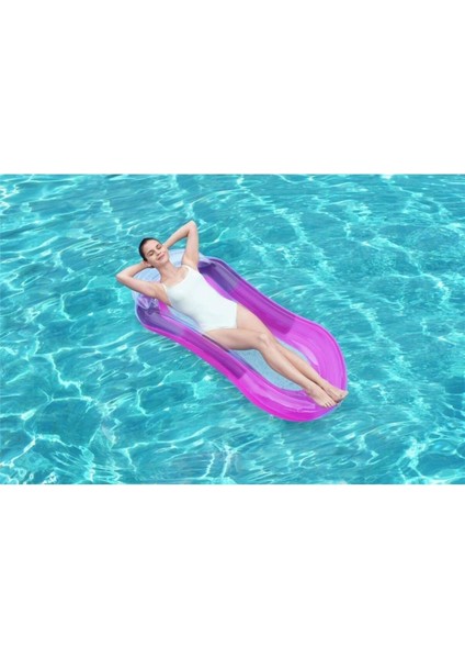 Mor ve Bej Renkli Şişme Yatak, Konforlu Uyku Deneyimi Sağlar.