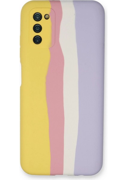 Samsung Galaxy A03S Kılıf Ebruli Lansman Silikon - Sarı-Mavi - YKD4822-9367