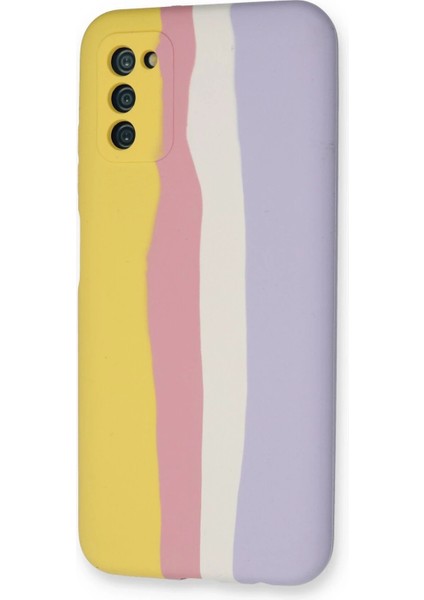 Samsung Galaxy A03S Kılıf Ebruli Lansman Silikon - Sarı-Mavi - YKD4822-9367 modelleri
