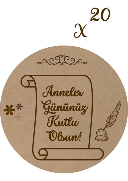 Anneler Günü Çıkartması Kutu ve Ambalaj Etiketi (20 Adet) Paketleme Ambalaj Kargo Ürün Etiketi