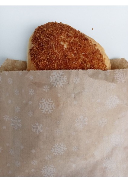 50 Adet Orta Boy Desenli Kraft Bozdolabı Poşeti kahvaltı Tost Sandviç Poşeti 16X30