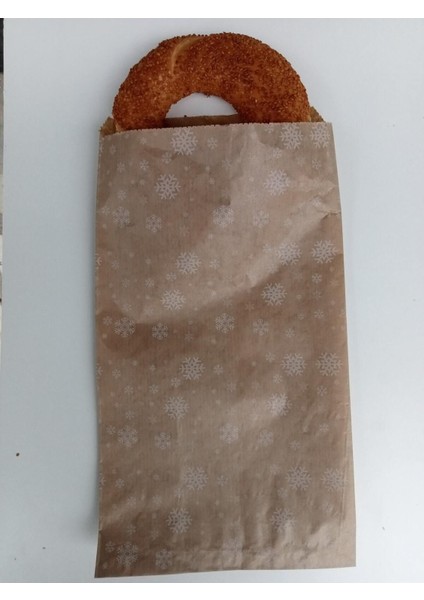 50 Adet Orta Boy Desenli Kraft Bozdolabı Poşeti kahvaltı Tost Sandviç Poşeti 16X30