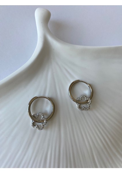 Xuping Minimal Yonca Zirkon Taşlı Silver Halka Küpe fiyatları