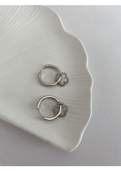 Xuping Minimal Yonca Zirkon Taşlı Silver Halka Küpe modelleri