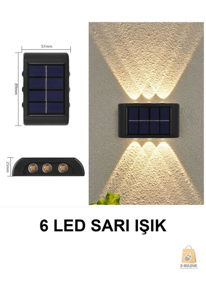 Güneş Enerjili Dekoratif Aplik Işık, Su Geçirmez, 6 Led, Sarı Günışığı fırsatları