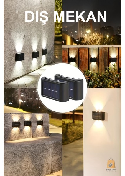 Güneş Enerjili Dekoratif Aplik Işık, Su Geçirmez, 6 Led, Sarı Günışığı indirimleri