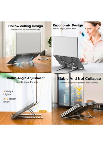 Alüminyum Ayarlı Laptop Macbook Uyumlu Notebook Yükseltici Tutucu Stand indirimleri