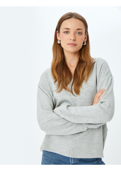 Yeni Sezon Modal Kumaş Uzun Kollu Polo Yaka Sweatshirt