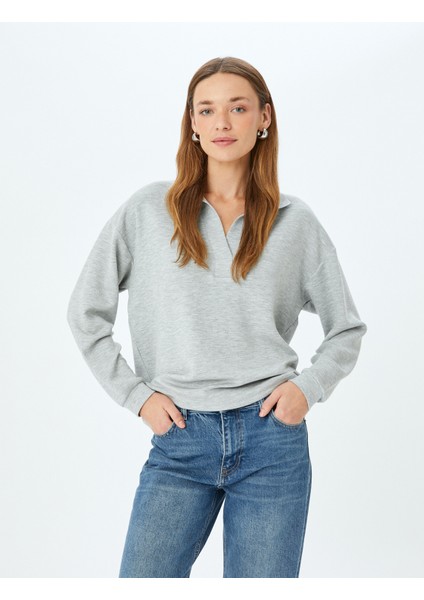 Yeni Sezon Modal Kumaş Uzun Kollu Polo Yaka Sweatshirt fiyatları