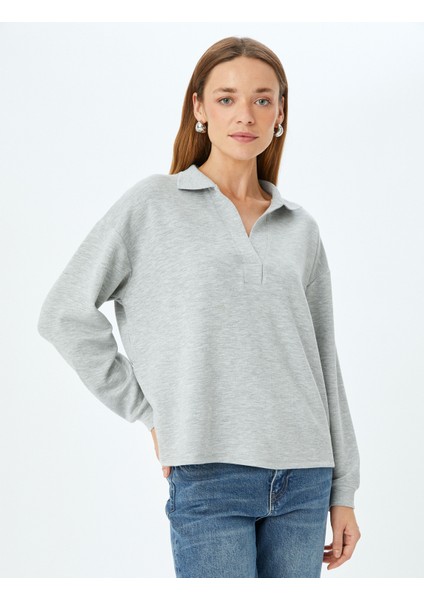 Yeni Sezon Modal Kumaş Uzun Kollu Polo Yaka Sweatshirt modelleri