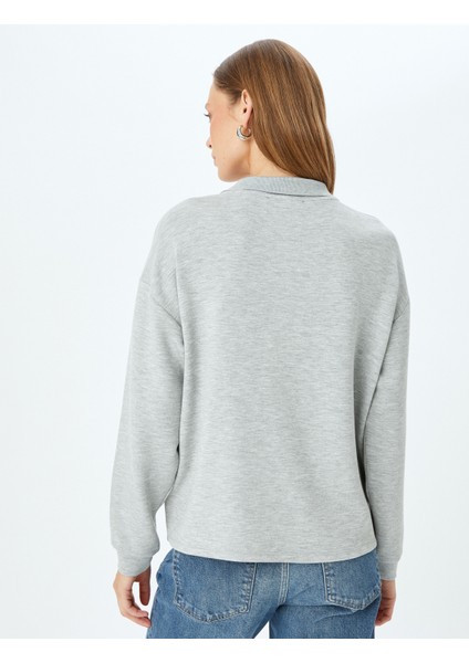 Yeni Sezon Modal Kumaş Uzun Kollu Polo Yaka Sweatshirt fırsatları