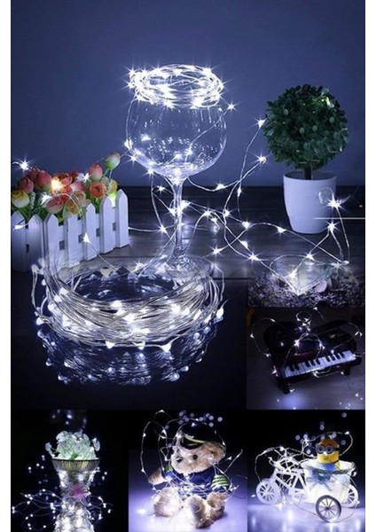 Pilli 5m Dekoratif Peri LED Beyaz Aydınlatma Süsleme Lambası, Çok Renkli