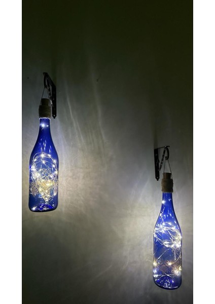 Mavi Rüya Peri LED Aydınlatmalı Dekoratif Cam Şişe Aplikası