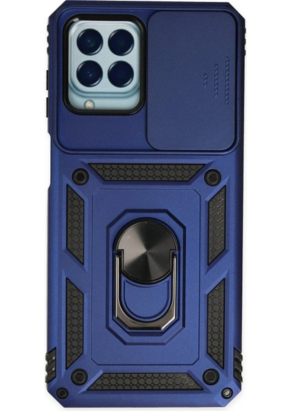 Samsung Galaxy M33 Kılıf Pars Lens Yüzüklü Silikon - Lacivert - YKD2310-3385