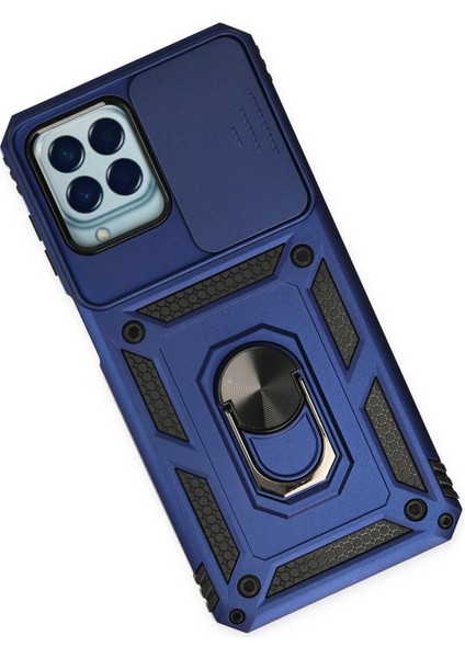 Samsung Galaxy M33 Kılıf Pars Lens Yüzüklü Silikon - Lacivert - YKD2310-3385