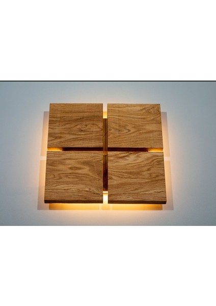 Doğal Ahşap Kare LED Aplik, Rustik Tarz, Salon Duvar Aydınlatması, 220 V