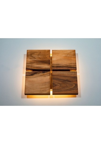 Doğal Ahşap Kare LED Aplik, Rustik Tarz, Salon Duvar Aydınlatması, 220 V fırsatları