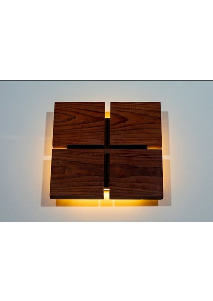 Doğal Ahşap Kare LED Aplik, Rustik Tarz, Salon Duvar Aydınlatması, 220 V indirimleri