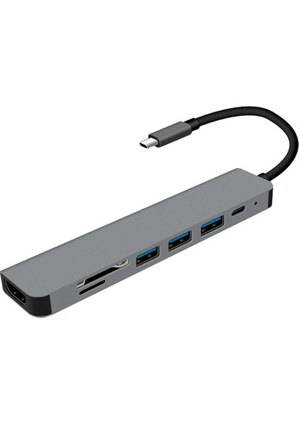Ally 7in1 USB 3.1 HDMI 4K 30HZ 2k 1080P Type-C Hub Adaptör DÖNÜŞTÜRÜCÜ-(1903) - YKD5284-8648