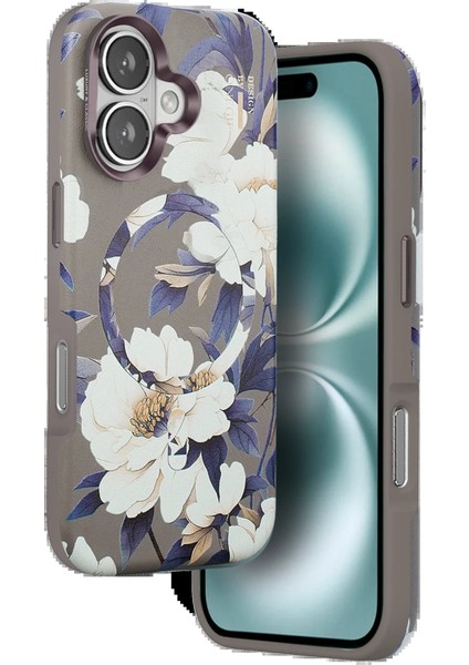 iPhone 16 Flower Series Magsafe Kapak - Gri - YKD1492-8827 fırsatları