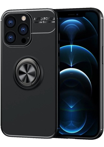 iPhone 13 Pro Kılıf Range Yüzüklü Silikon - Siyah - YKD3449-7219