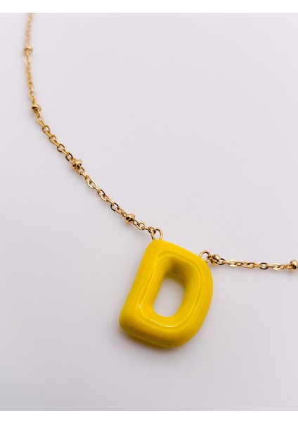 Çelik Kolye D Harfli Kolye Renkli Balon Harf Kolye