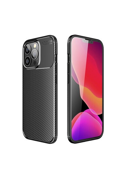iPhone 13 Pro Max Kılıf Karekarbon Desenli Şık ve Dayanıklı Torvex Premium Silikon Kapak