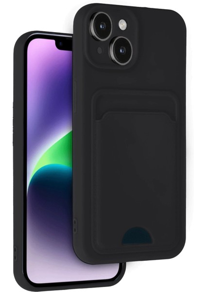 iPhone 14 Kılıf Kelvin Kartvizitli Silikon - Siyah - YKD3969-5093