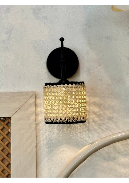 Kablosuz Siyah Rattan ve Hazeran Ledli Duvar Aydınlatması modelleri