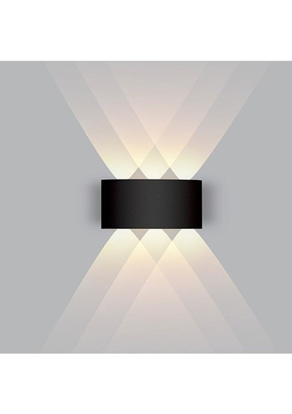 Siyah Çift Yönlü LED Duvar Aydınlatma, Messe Desenli, Dekoratif Aplik