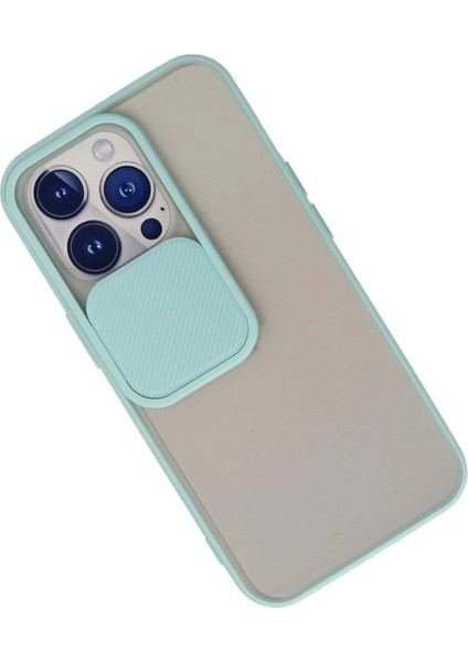 iPhone 13 Pro Kılıf Palm Buzlu Kamera Sürgülü Silikon - Turkuaz - YKD1746-8444 modelleri