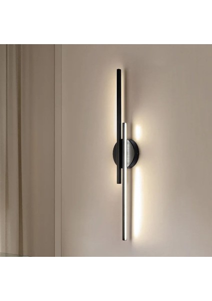 Modern Çift Yönlü Lineer LED Avize, Siyah ve Beyaz Işık, 50 cm Uzunluk