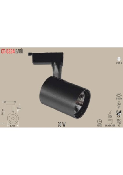 Dekoratif LED Ray Spot 30W Beyaz 3'lü Paket Siyah fiyatları