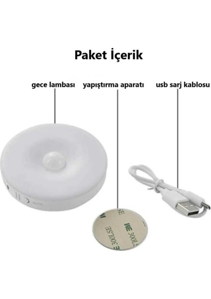 USB Şarjlı Hareket Sensörlü LED Işık, Enerji Tasarruflu ve Kullanışlı Aydınlatma Seçeneği
